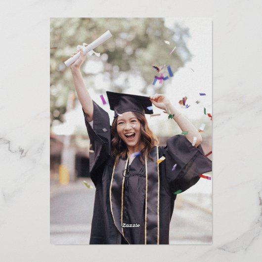 Moderne Wildbloemen Bloemen Foto Graduation Party Folie Uitnodiging (Achterkant)