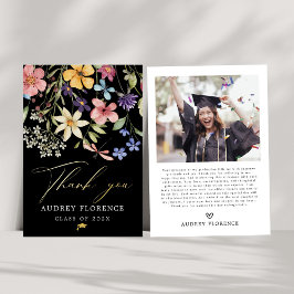 Moderne Wildbloemen Bloemen Foto Graduation Party Folie Uitnodiging