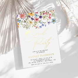 Moderne Wildbloemen Bloemen Foto Graduation Party Folie Uitnodiging