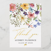 Moderne Wildbloemen Bloemen Foto Graduation Party Folie Uitnodiging (Voorkant)