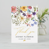 Moderne Wildbloemen Bloemen Foto Graduation Party Folie Uitnodiging (Staand Voorkant)