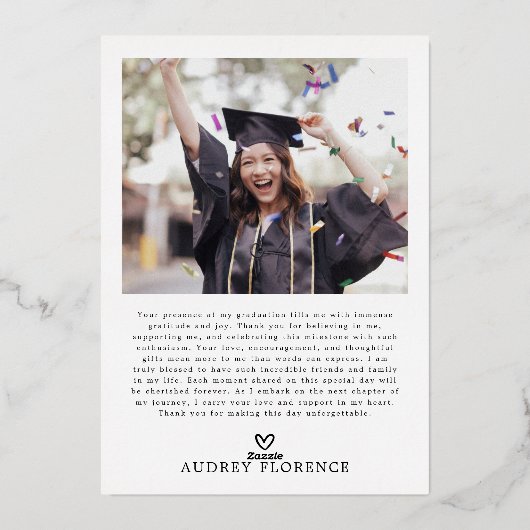 Moderne Wildbloemen Bloemen Foto Graduation Party Folie Uitnodiging (Achterkant)