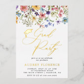 Moderne Wildbloemen Bloemen Foto Graduation Party Folie Uitnodiging (Voorkant)