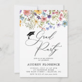 Moderne Wildbloemen Bloemen Foto Graduation Party Kaart (Voorkant)
