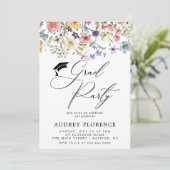 Moderne Wildbloemen Bloemen Foto Graduation Party Kaart (Staand voorkant)