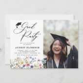 Moderne Wildbloemen Bloemen Foto Graduation Party Kaart (Voorkant)