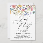 Moderne Wildbloemen Bloemen Foto Graduation Party Kaart (Voorkant)