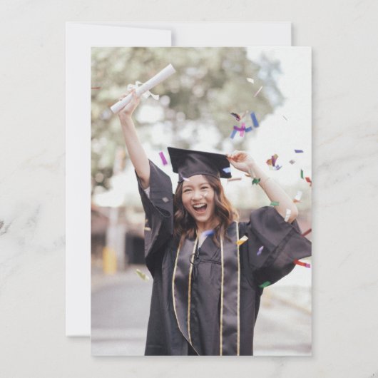 Moderne Wildbloemen Bloemen Foto Graduation Party Kaart (Achterkant)