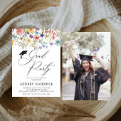 Moderne Wildbloemen Bloemen Foto Graduation Party Kaart
