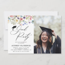 Moderne Wildbloemen Bloemen Foto Graduation Party