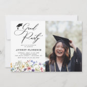 Moderne Wildbloemen Bloemen Foto Graduation Party Kaart (Voorkant)