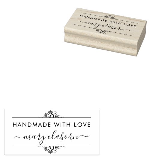 Moderne Wildbloemen Custom Naam Handgemaakt Met Li Rubberstempel (Gestempeld)