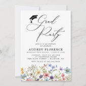 Moderne Wildbloemen Floral Graduation Party Kaart (Voorkant)