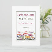 Moderne Wildbloemen Foto Save The Date (Staand voorkant)
