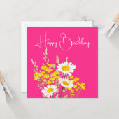 Moderne Wildbloemen Gelukkige Verjaardag Kaart (Voorkant / Achterkant in situ)