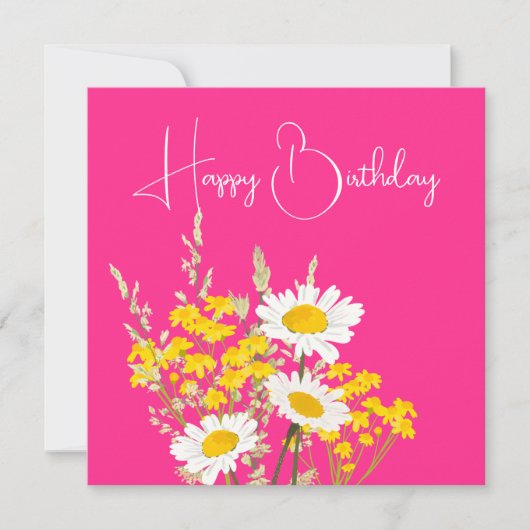 Moderne Wildbloemen Gelukkige Verjaardag Kaart (Voorkant)