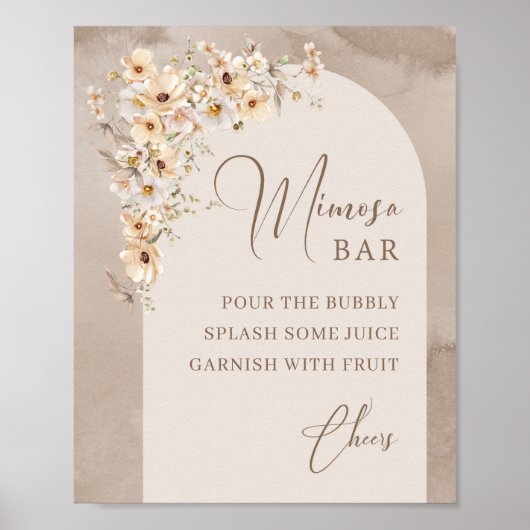 Moderne Wildbloemen Ivory Arch Lijst mimosa bar Poster (Voorkant)
