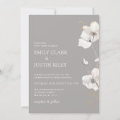Moderne Wildbloemen Waterverf Beige Bruiloft Kaart (Voorkant)