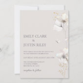 Moderne Wildbloemen Waterverf Beige Bruiloft Kaart (Voorkant)