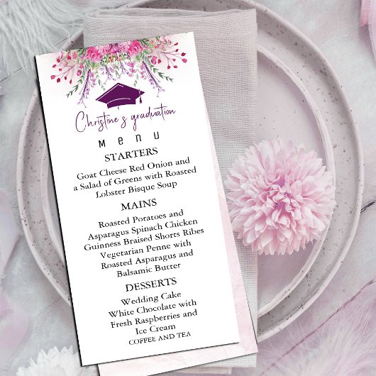 Moderne Wildbloemen Zomer Afstuderen Menu