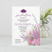 Moderne Wildbloemen Zomer Afstuderen Uitnodiging (Staand voorkant)