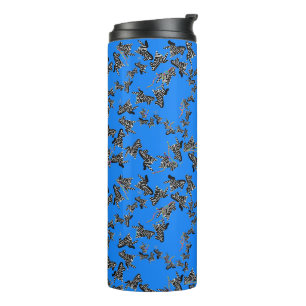 Moderne wilde blauwe zebra thermosbeker