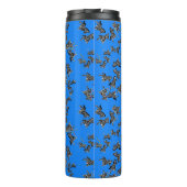 Moderne wilde blauwe zebra thermosbeker (Achterkant)
