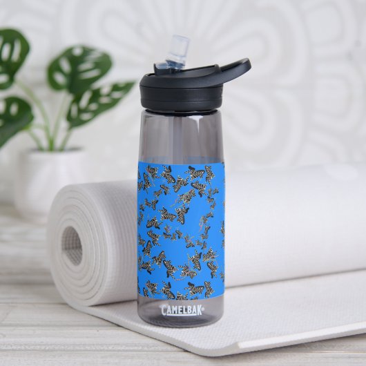 Moderne wilde blauwe zebra waterfles (Yoga (Gedraaid) )