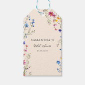 Moderne Wilde Bloem Beige Bruidsdouche Cadeaulabel (Voorkant)