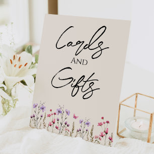 Moderne Wilde Bloem Beige Trouwkaarten en Cadeaus Reclamebord Met Voetstuk