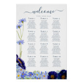 Moderne Wilde Bloem Blauwe Bruiloft Perfect Poster (Voorkant)