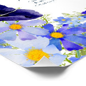 Moderne Wilde Bloem Blauwe Bruiloft Perfect Poster (Hoek)