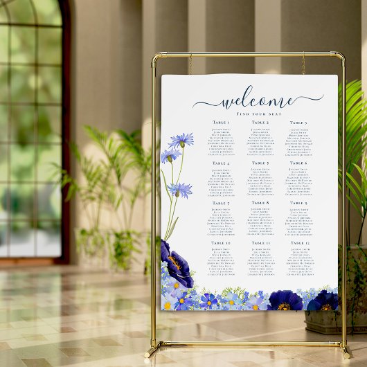 Moderne Wilde Bloem Blauwe Bruiloft Perfect Poster