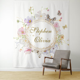 Moderne Wilde Bloem Bloemstuk Bruiloft Wandkleed