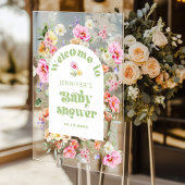 Moderne Wilde Bloem Boog Baby Shower Welkom Acryl Bord