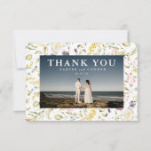 Moderne wilde bloem Elegant Spring Foto Bedankkaart (Voorkant)