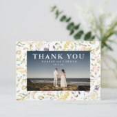 Moderne wilde bloem Elegant Spring Foto Bedankkaart (Staand voorkant)