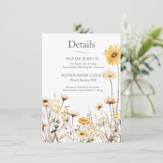 Moderne Wilde Bloem Informatiekaartje (Staand voorkant)