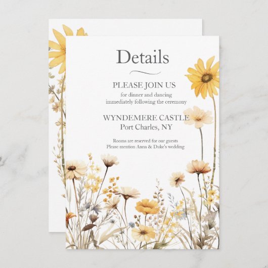 Moderne Wilde Bloem Informatiekaartje (Voorkant / Achterkant)