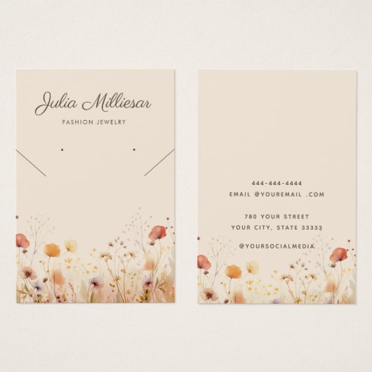 Moderne wilde bloem Ketting Oorbel Display Kaart (Voorkant /achterkant)