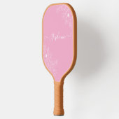 Moderne Wilde Bloem Roze Script Naam Elegante Bloe Pickleball Paddle (Links)