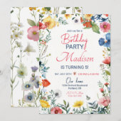 Moderne wilde bloem verjaardagsuitnodiging Boho bl Kaart (Voorkant / Achterkant)