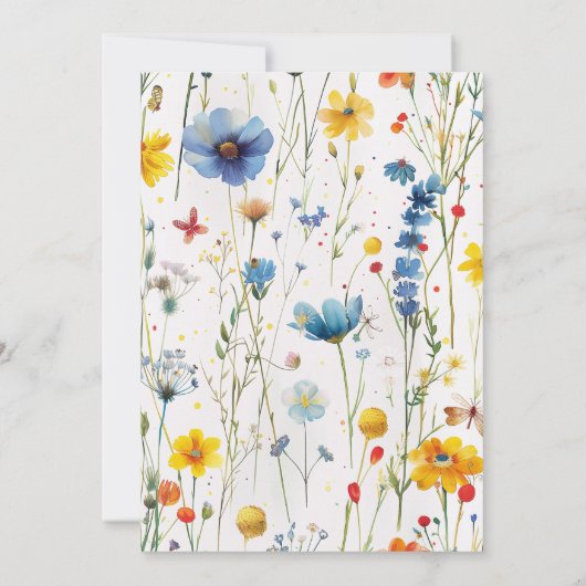 Moderne wilde bloem verjaardagsuitnodiging Boho bl Kaart (Achterkant)