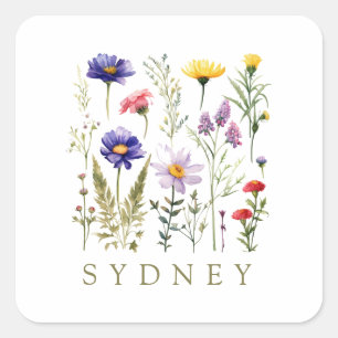 Moderne Wilde Bloem Vierkante Sticker
