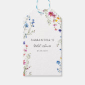 Moderne Wilde Bloem Witte Bruidsdouche Cadeaulabel (Voorkant)