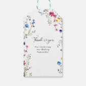 Moderne Wilde Bloem Witte Bruidsdouche Cadeaulabel (Achterkant)