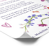 Moderne wilde bloemen 1e verjaardag tijdcapsule poster (Hoek)