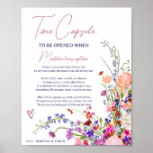Moderne wilde bloemen 1e verjaardag tijdcapsule poster (Voorkant)