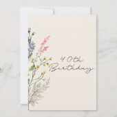 Moderne wilde bloemen 40e verjaardag uitnodiging (Achterkant)