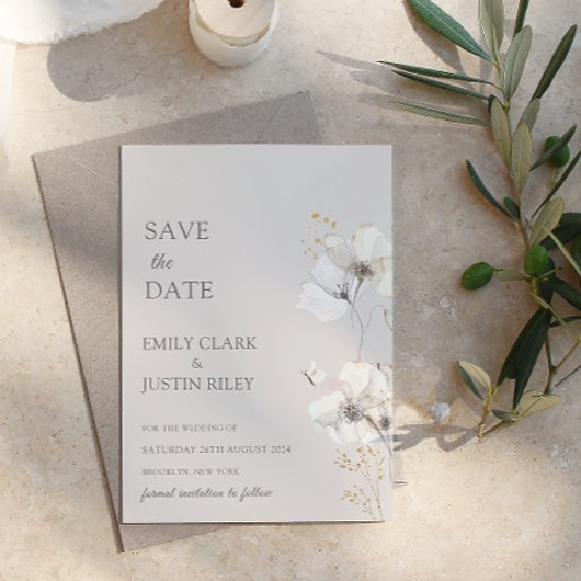 Moderne Wilde Bloemen Aquarel Save the Date  Kaart